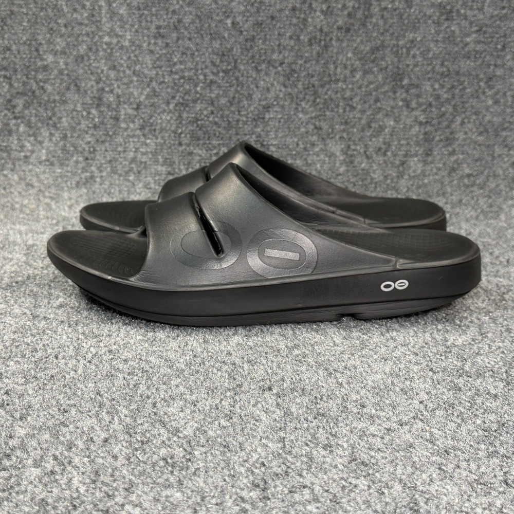 Oofos OOahh Sport Slide Sandals Men's 10 Black Athletic Running Recovery Beach - Picture 4 of 12